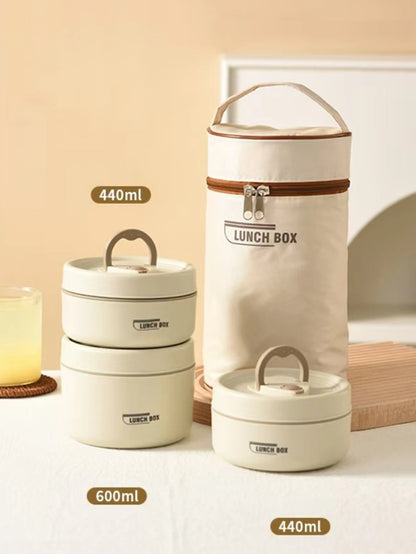 1/2/3/4pcs Portable Insulated Food Lunch Container Set with Thermal Lunch Box Separate Stackable Lunch Container for Adult Kids