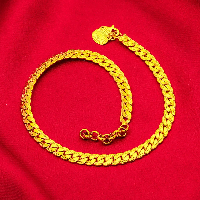 High-quality AU999 gold girls bracelets, fashionable and elegant jewelry 24K real gold anklet set