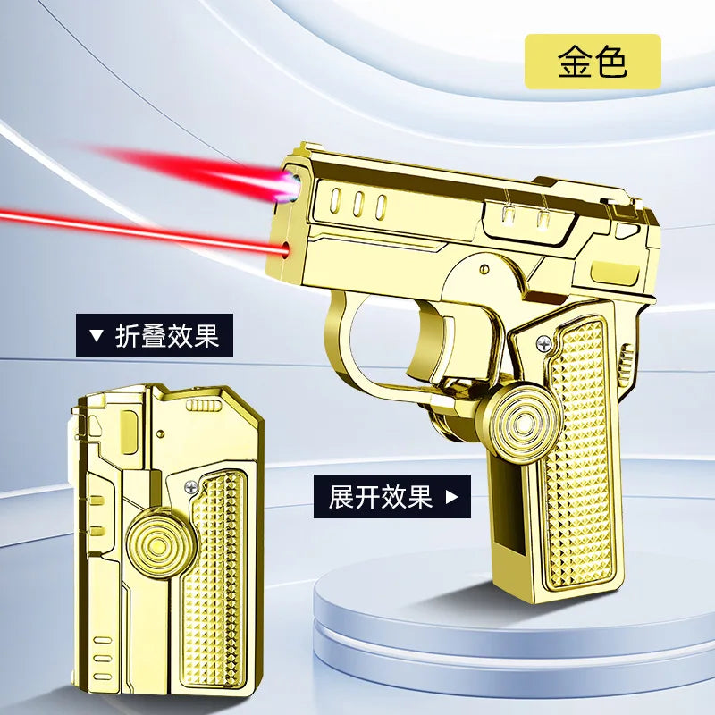 Personalized Folding Fidget Spinner Decompression Inflatable Lighter, Metal Windproof Red Flame Fashionable Cigarette Lighter