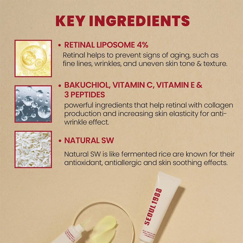 Seoul 1988 Korean Skin Care Set Snail Mucin Eye Contour Care Vitamin C Retinol Dark Circles Removal Seoul 1988 Korean Cosmetics