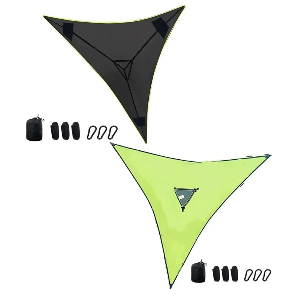 3-4 Person Anti-Rollover Hammock Swing Outdoor Camping Portable Triangle Hammock High Strength Canvas Hanging Bed for Hiking