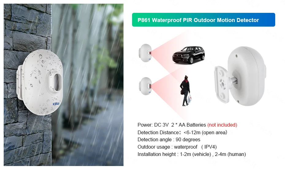 KERUI W202 Home Security Alarms WIFI GSM Alarm System Kit Tuya Smart Remote Control with Motion Detector Door Sensor for House