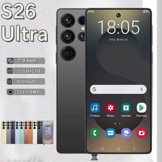 HOT 2025 new S26 Ultra original intelligent 5G dual card dual standby Android 14 system global version phones 8000mAh battery