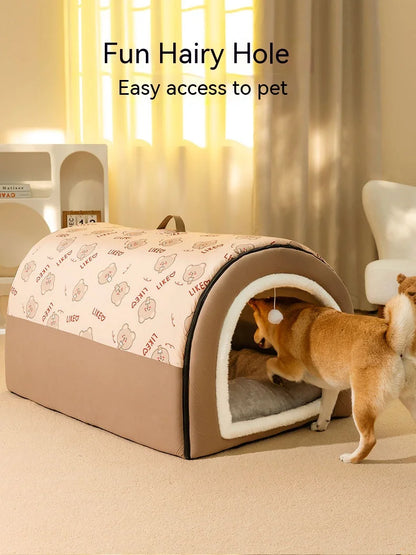 Big Dog Nest Winter Warm Dog House Removable and Washable Dog Bed Seasonal Large Dog House Type Pet Sleeping Supplies, Cat Nest