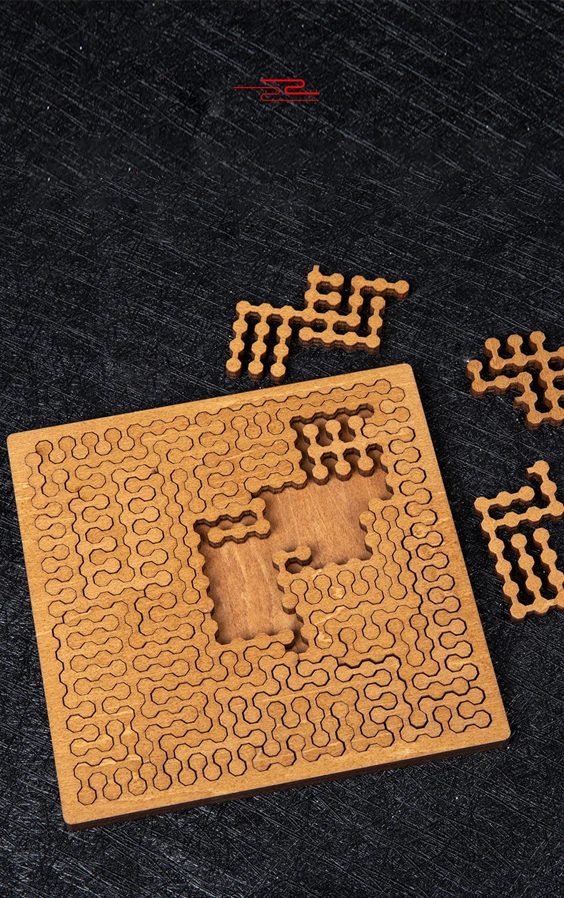 Impossible Wooden IQ Jigsaw Puzzle – 10-Level Brain Teaser Tangram Board Game