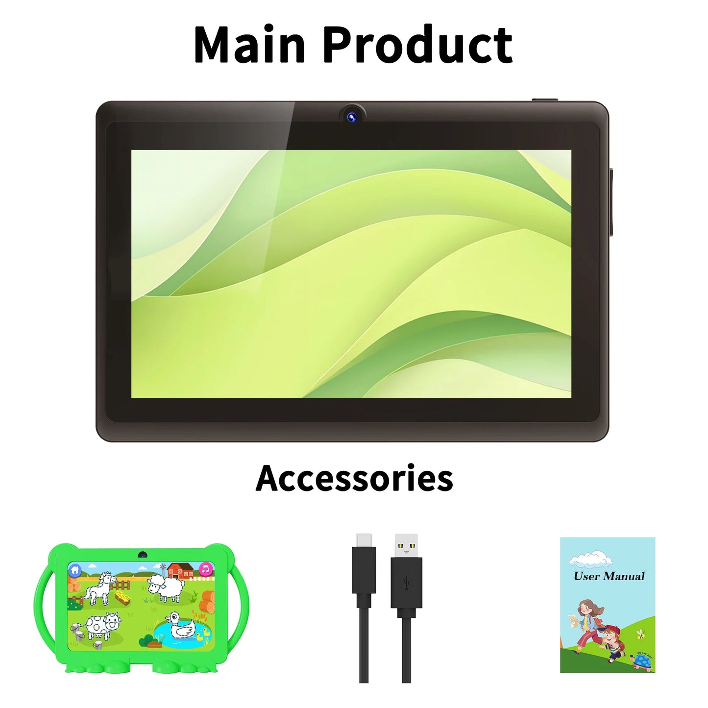 Relndoo 7 Inch Kid Tablet Android 13, 6GB(3+3 expanded) RAM 32GB ROM, WiFi, Dual Camera, IPS Screen, Kids Game Learning Tablets