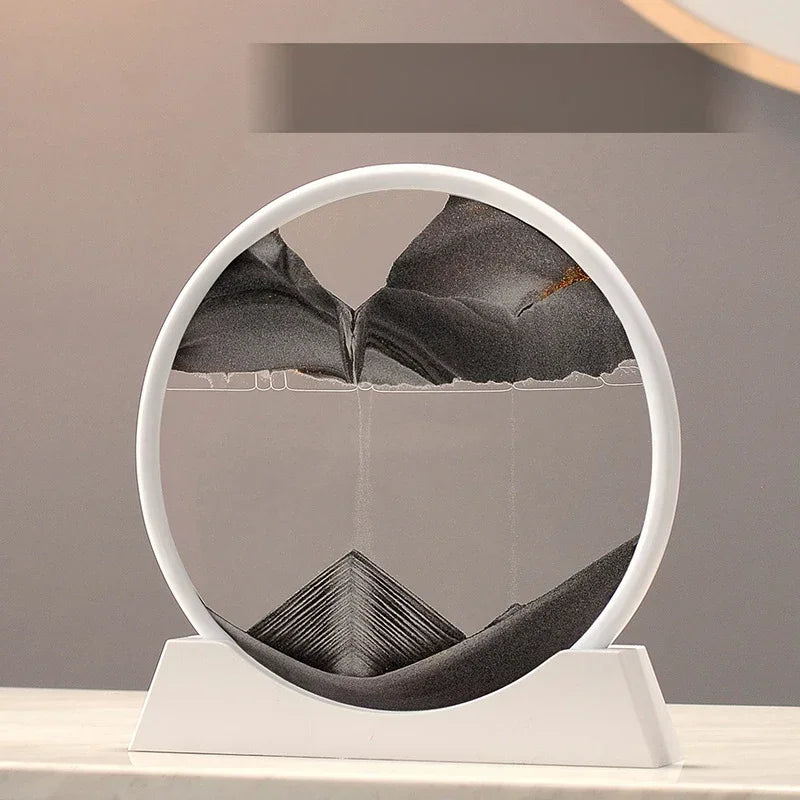 Sandscape Moving Sand Art Picture Round Glass Deep Sea Quicksand Craft Home Decor Gift 3D Liquid Hourglass Flowing Sand Painting