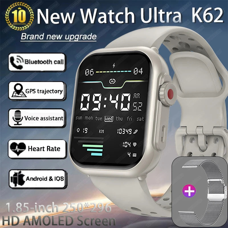 For Apple Watch Ultra 2 1000 mAh Smart Watch Men Women 1.85-inch HD Full Touch Screen IP68 Waterproof Bluetooth Call Smartwatch