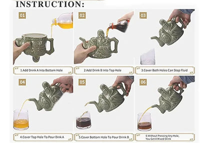 Chinese Trick Teapot – Handmade Ceramic Magic Pot for Tea, Wine & Coffee
