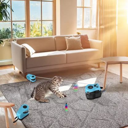 Interactive cat and dog chase toy, USB charging automatic bait, used for pet exercise and training, durable plastic material