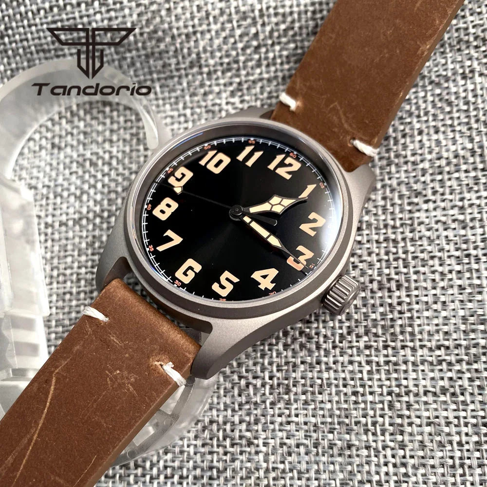 Tandorio Titanium Ultralight Dive 39mm Men's Pilot Watch Automatic Miyota 8215/PT5000 Movt AR Sapphire 20BAR Waterproof Luminous