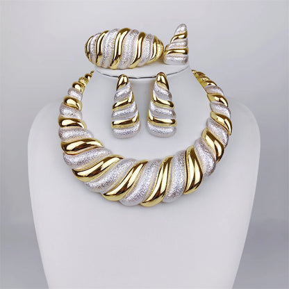 Dubai 18K Gold Plated Jewelry Set for Women – Necklace, Earrings, Ring & Bracelet