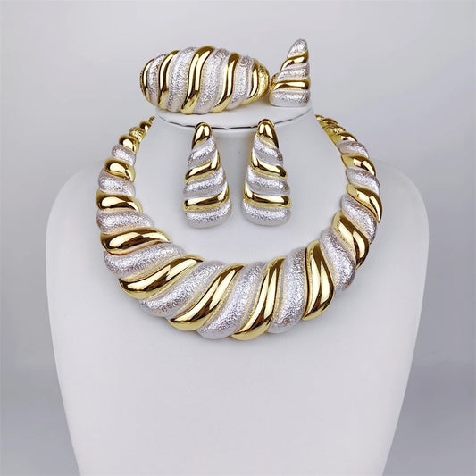 Dubai 18K Gold Plated Jewelry Set for Women – Necklace, Earrings, Ring & Bracelet