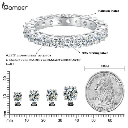 BAMOER Moissanite Ring Full Eternity Band for Women 925 Sterling Silver Diamond Wedding Engagement Ring