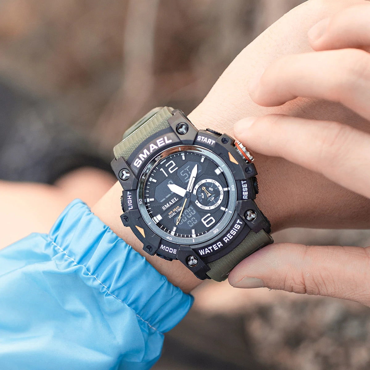 SMAEL 8007 Military Sport Watch – LED Digital Dual Time, Waterproof Men's Wristwatch
