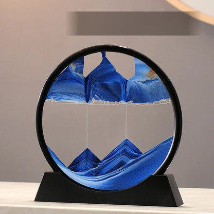 Sandscape Moving Sand Art Picture Round Glass Deep Sea Quicksand Craft Home Decor Gift 3D Liquid Hourglass Flowing Sand Painting