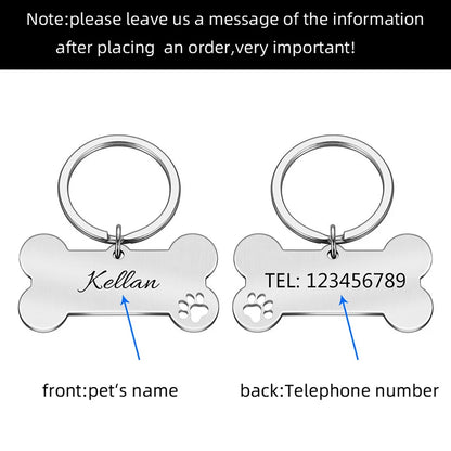 Personalized Dog Tag Necklace Custom Stainless Steel Name Engraved Identity Tag For Dog Collar Anti Loss Pet Nameplate Pendant