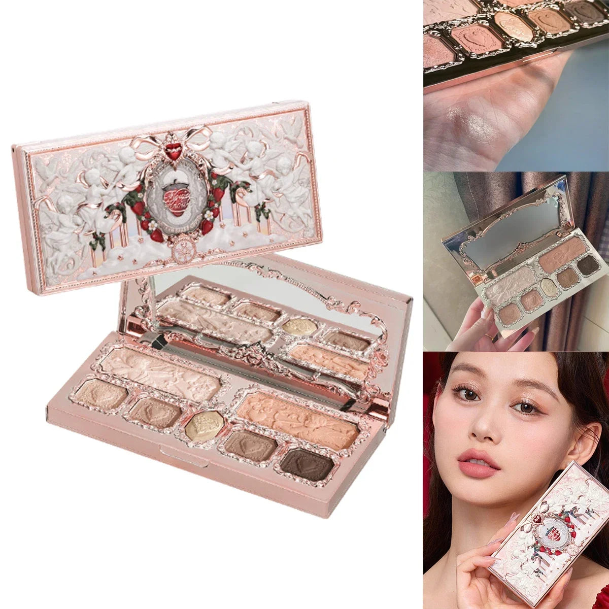 Flower Knows Swan Ballet Eyeshadow 6 Color Palette Matte Shimmer Glitter Mixed Long Lasting Eye Shadow Makeup Flowers Know