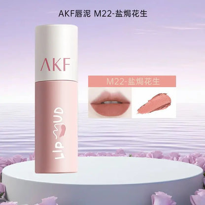 AKF Lip Mud Matte Velvet Soft Mist Lipstick Moisturizing Longlasting High Pigmented Lip Tint Lip Glaze Cosmetics Makeup