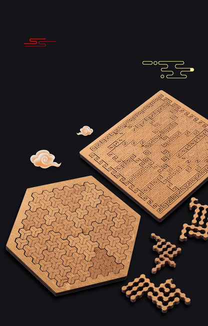 Impossible Wooden IQ Jigsaw Puzzle – 10-Level Brain Teaser Tangram Board Game