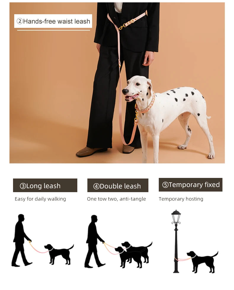 Dog Leashes Solid Durable And Super Tensile Force Dog Rope Colorful Multifunctional Luxury Handmade Leash For Medium Large Dogs