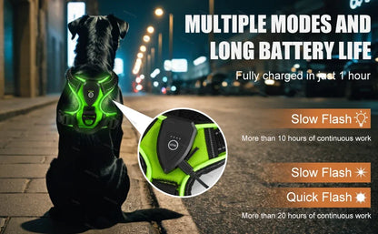 Led luminous Dog Harness No Pull Adjustable Rechargeable Pet Vest Harness Small Medium Large Dogs Outdoor Walking Pet Supplies