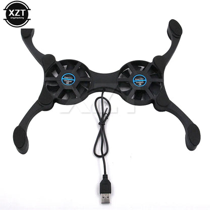 Foldable USB Cooling Fan CPU Cooler Mini Octopus Cooler Pad Quiet Stand Double Fans for 7-15 inch Notebook Computer Laptop