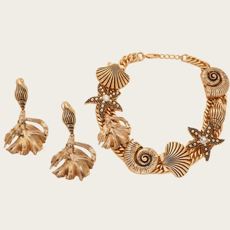 Seastar shell retro niche style necklace