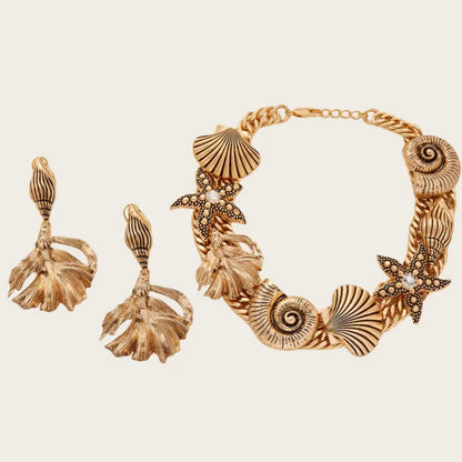 Seastar shell retro niche style necklace