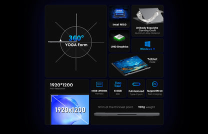 CHUWI MiniBook X N150 2-in-1 Laptop – 10.51" 360° Flip, 16GB RAM, 512GB SSD, WiFi 6