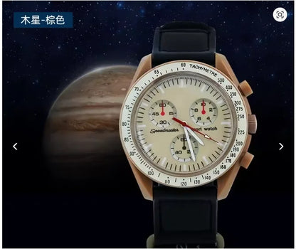 Fashion Trend Women's Watch Swatch Black Snoopy Luxury Brand Men's Watch Plastic Case Timing Moon Exploration Planet Watch