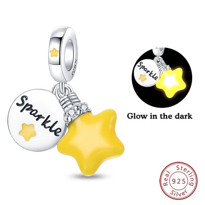 Charms Luminous Firefly Stars Cherry S925 Silver Pendants Beads 3mm DIY Party Christmas Fine Jewelry Making Gifts