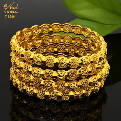 Luxury Dubai 24K Gold Color Bangles For Women Indian African Bracelets Charm Wedding Ethiopian Arabic Hand Jewelry Party Gifts