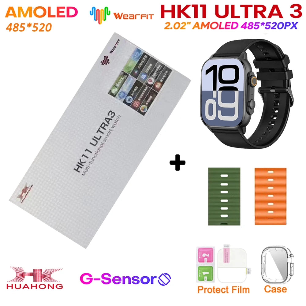 2025 HK11 ULTRA 3 Smartwatch 49mm HD AMOLED 4G ROM Bluetooth Network ChatGPT Call Robot Clock NFC Compass Men Women Smart Watch