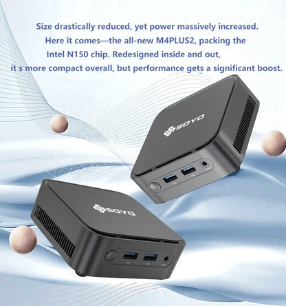 SOYO M4PLUS2 Mini PC: 8/16GB RAM, 256/512GBSSD, Intel Twin Lak N150, Windows 11Pro - Compact & Ideal for Home, Business & Gaming