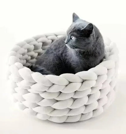 Weave Pet Nest Thick Line Dog Kennel Diameter 30-60cm Warm Detachable Washable Round Cat Bed Four Seasons Available Pet Supplies