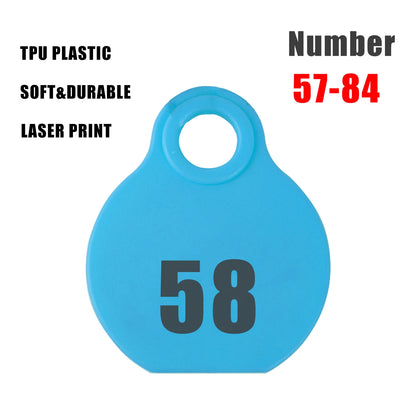 Adjustable Nylon Collar Pet Livestock Hang Tag with Double-sided Serial Number for Farm Livestock Animal Pet Goat Sheep 28 Pcs