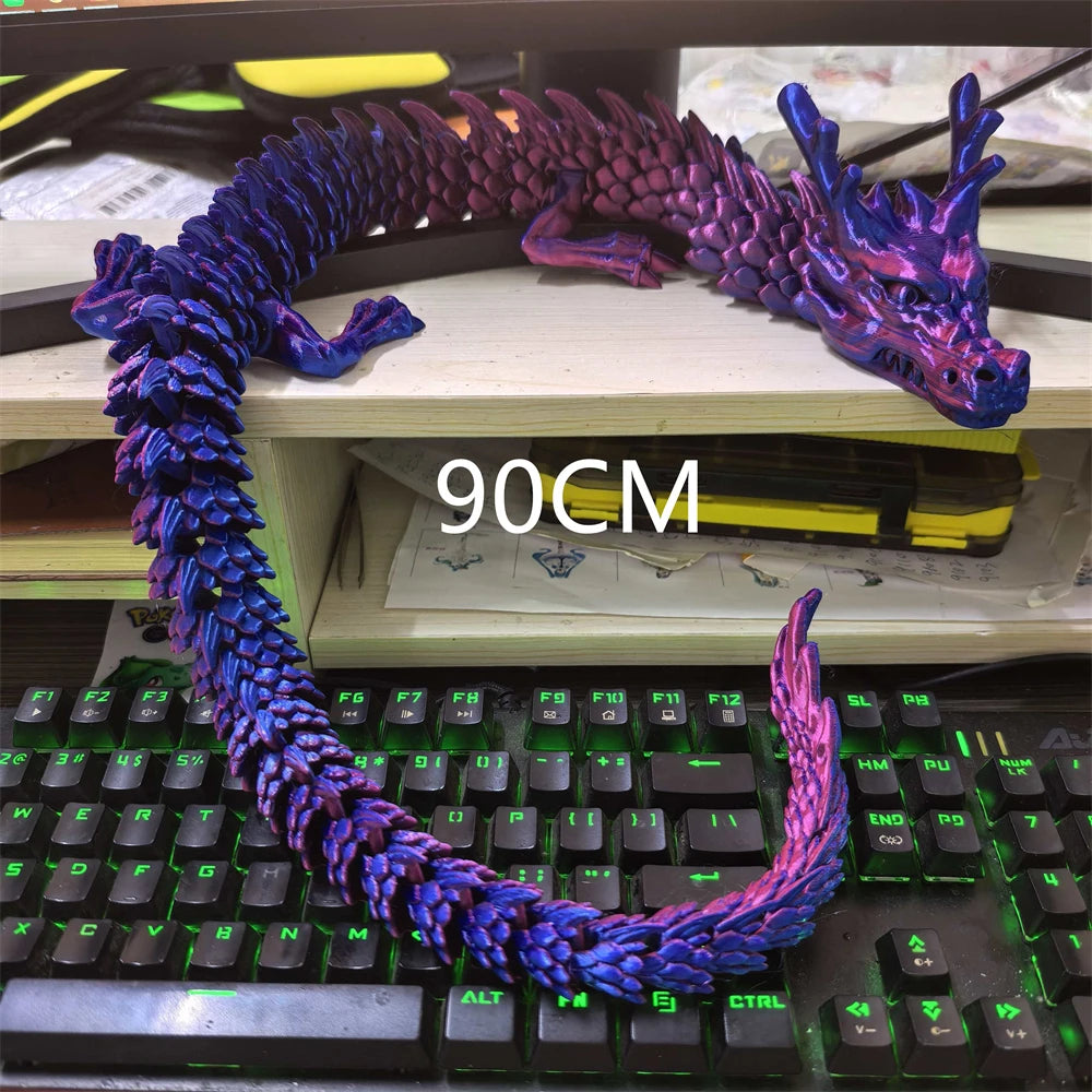 30CM 90cm 3D Printed Conjoined Divine Dragon Ornaments Joints Can Move Creative Dragon Plants Rockery Fish Tank Decoration