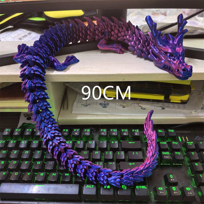 30CM 90cm 3D Printed Conjoined Divine Dragon Ornaments Joints Can Move Creative Dragon Plants Rockery Fish Tank Decoration