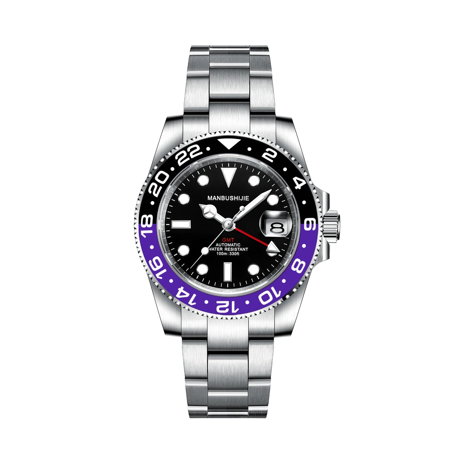CUSTOM NH34 GMT Stainless Steel Sapphire Glass Watches reloj Waterproof Watch for man Automatic Movement Mechanical Men's Watch