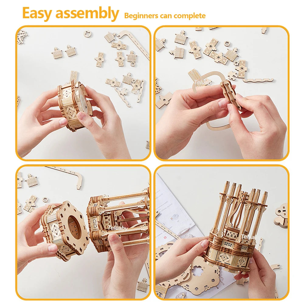 3d Wooden Puzzle Marble Runs Mechanical Puzzles Self Assembly Toy STEAM Educational Toys Model Building Kits for Kids Adult Gift