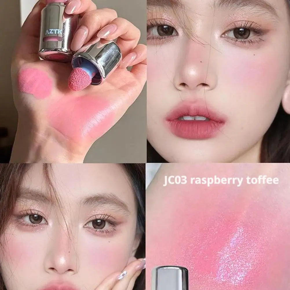 Liquid Powder Blusher, High Gloss, Three In One, Shrink And Expand Color, Natural Nude Color, Pseudo Plain Blush