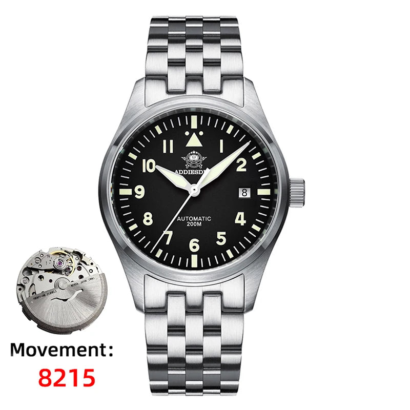 ADDIESDIVE Watches For Men Luxury Business Leisure Automatic Mechanical Men's Watch Fluorescent Waterproof NH35A 316L Stainless