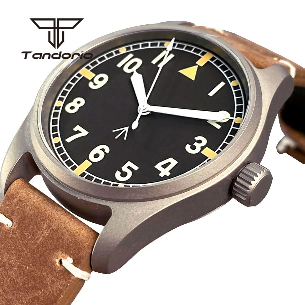 Tandorio Titanium Ultralight Dive 39mm Men's Pilot Watch Automatic Miyota 8215/PT5000 Movt AR Sapphire 20BAR Waterproof Luminous