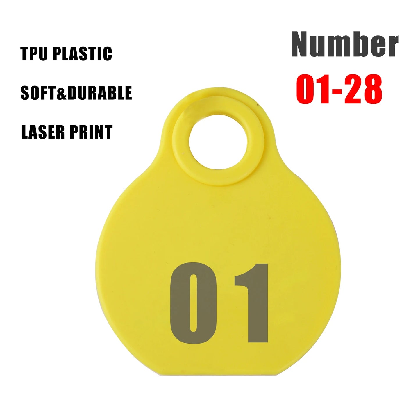 Adjustable Nylon Collar Pet Livestock Hang Tag with Double-sided Serial Number for Farm Livestock Animal Pet Goat Sheep 28 Pcs