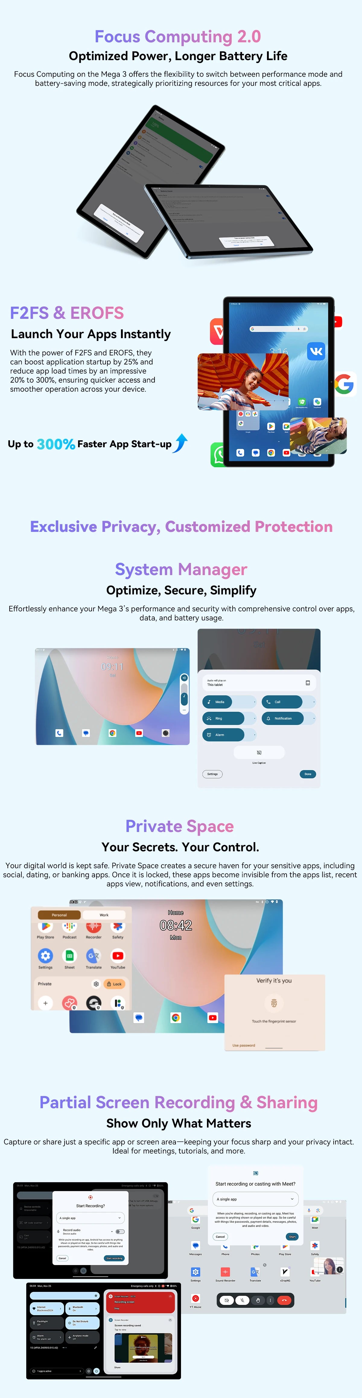 Blackview MEGA 3 Tablet - 12.1" 2.5K 90Hz Display Android 15 12GB 256GB 50MP Camera 8800mAh 33W Fast Charging