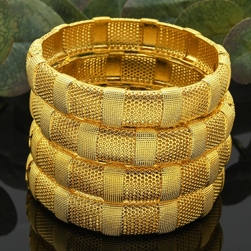 Luxury Dubai 24K Gold Color Bangles For Women Indian African Bracelets Charm Wedding Ethiopian Arabic Hand Jewelry Party Gifts