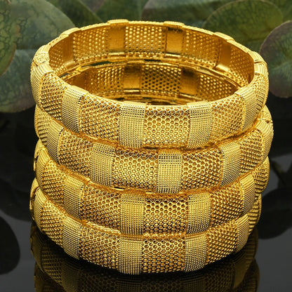 Luxury Dubai 24K Gold Color Bangles For Women Indian African Bracelets Charm Wedding Ethiopian Arabic Hand Jewelry Party Gifts