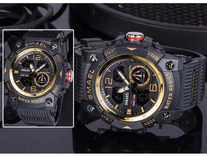 SMAEL 8007 Military Sport Watch – LED Digital Dual Time, Waterproof Men's Wristwatch