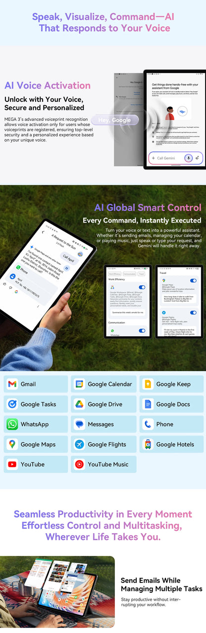 Blackview MEGA 3 Tablet - 12.1" 2.5K 90Hz Display Android 15 12GB 256GB 50MP Camera 8800mAh 33W Fast Charging